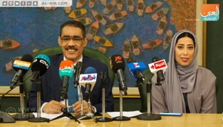الوفد الإماراتي أثناء زيارة نقابة الصحفيين المصرية 