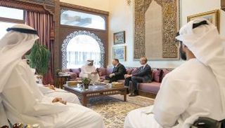 جانب من لقاء الشيخ محمد بن زايد آل نهيان وبومبيو