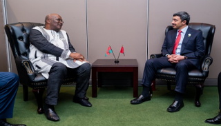 الشيخ عبدالله بن زايد آل نهيان خلال لقائه بكابوري في نيويورك