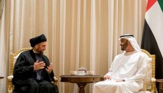 الشيخ محمد بن زايد آل نهيان خلال استقباله رئيس تيار الحكمة العراقي عمار الحكيم