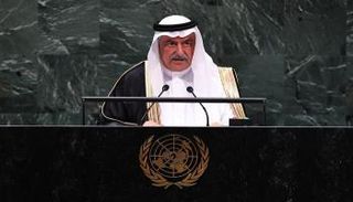 وزير الخارجية السعودي إبراهيم العساف خلال حديثه أمام الأمم المتحدة