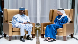 الشيخ عبدالله بن زايد آل نهيان خلال لقاء البروفيسور تيجاني محمد باندي