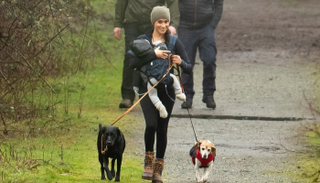 ميجان ماركل في نزهة مع نجلها وكلبيها