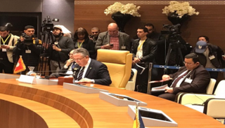 جانب من كلمة وزير خارجية تونس باجتماع دول الجوار الليبي