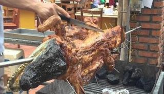 سعوديون يقيمون وليمة على تمساح