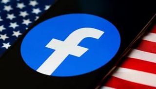 شعار فيسبوك مع علم الولايات المتحدة الأمريكية