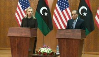 رئيس الوزراء الليبي السابق محمود  جبريل وهيلاري كلينتون - أرشيفية