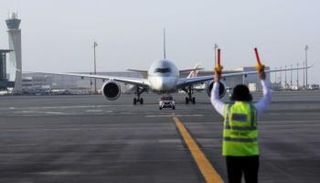 طائرة تابعة للخطوط القطرية في مطار الدوحة  