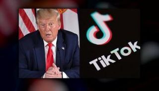 الرئيس الأمريكي دونالد ترامب وشعار تيك توك