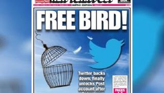 الصفحة الرئيسية لنيويورك بوست بعد رفع تعليقها 