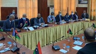 جانب من اجتماع اللجنة العسكرية الليبية 5+5 في غدامس