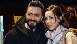 تامر حسني وزوجته بسمة بوسيل