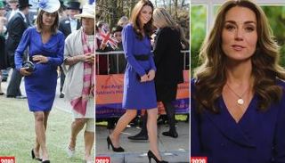 كيت ميدلتون، دوقة كامبريدج ووالدتها بنفس الفستان (في اليسار)