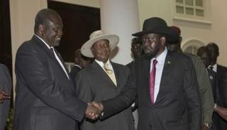 سلفا كير وإيرك مشار في لقاء سابق