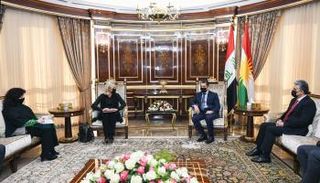 نيجرفان بارزاني رئيس إقليم كردستان خلال استقباله المبعوثة الأممية