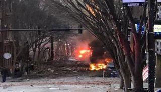 جانب من الانفجار في مدينة ناشفيل