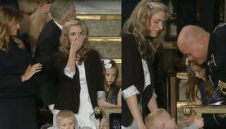 الزوجة وطفلاها لحظة لم شمل العائلة 