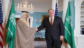 جانب من لقاء وزير الخارجية الأمريكي ونظيره السعودي