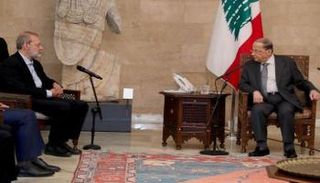 علي لاريجاني خلال لقاء الرئيس عون