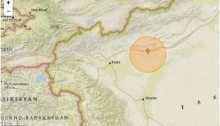 خريطة تبين مركز الزال الذي ضرب شمال غربي الصين