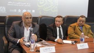 جانب من المؤتمر الصحفي لإعلان تفاصيل الدور الـ5 لملتقى الخط العربي