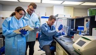 المصرية هبة مصطفى مع أعضاء بفريقها البحثي