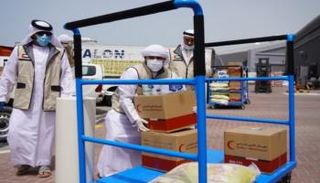 الهلال الأحمر الإماراتي يوزع مساعدات غذائية في اليمن - أرشيفية