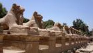 ترميم تماثيل الكباش بمعبد الكرنك في الأقصر