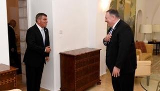 اشكنازي خلال لقائه اليوم وزير الخارجية الأمريكي مايك بومبيو