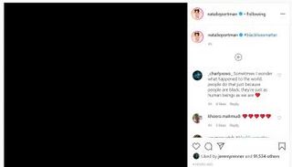 منشور النجمة نتالي بورتمان الذي شاركت به في التظاهرة الافتراضية