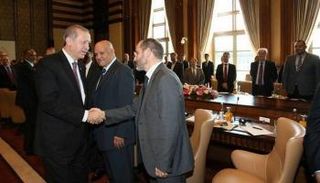 الإخواني الجزائري مقري يصافح أردوغان- أرشيفية