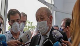 وزير الخارجية الفرنسي يدلي بتصريحات صحفية في ختام زيارته للبنان- ا ف ب