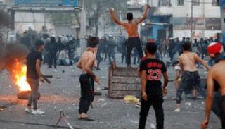 جانب من الاشتباكات التي شهدتها ساحة التحرير العراقية