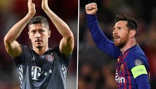 ليونيل ميسي نجم برشلونة وليفاندوفسكي مهاجم بايرن ميونيخ