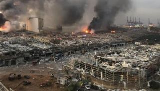 جانب من الدمار الواسع الذي لحق ببيروت جراء الانفجار