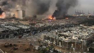 جانب من الدمار الواسع الذي لحق ببيروت جراء الانفجار