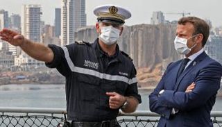 الرئيس الفرنسي إيمانويل ماكرون خلال زيارته للبنان