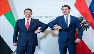 كورتز مستشار  النمسا خلال استقبال الشيخ عبدالله بن زايد آل نهيان