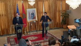 وزير الخارجية المغربي ناصر بوريطة خلال المؤتمر الصحفي