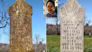 أحد شواهد القبور التي نظفتها إليسيا قبل وبعد