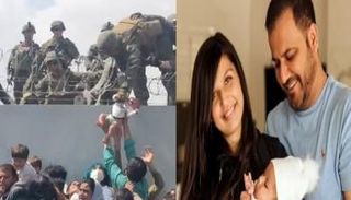 الطفلة خلال إنقاذها ومع والديها بعد وصولهم للأراضي الأمريكية