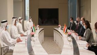 جانب من لقاء وزير الاقتصاد الإماراتي، ووزير الاقتصاد والتجارة الخارجية السوري