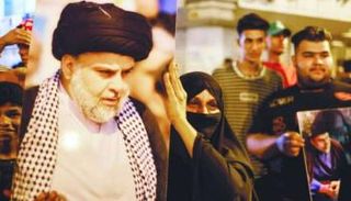 احتفالات أنصار الصدر بالفوز في انتخابات 2021