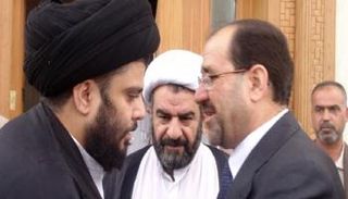 مقتدى الصدر ونوري المالكي في لقاء قبل سنوات 