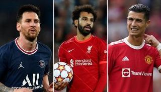 كريستيانو رونالدو ومحمد صلاح وليونيل ميسي