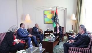 جانب من لقاء عبدالحميد الدبيبة وأبوالغيط