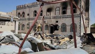 منزل محافظ مأرب بعد استهدافه بصاروخ حوثي- أرشيفية