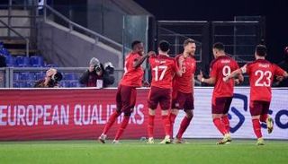من مباراة إيطاليا وسويسرا في تصفيات كأس العالم 2022