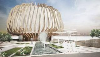 جناح عمان المستلهم تصميمه من شجرة "اللبان"