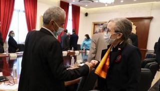 جانب من لقاء رئيسة الحكومة التونسية وأعضاء الاتحاد التونسي للشغل